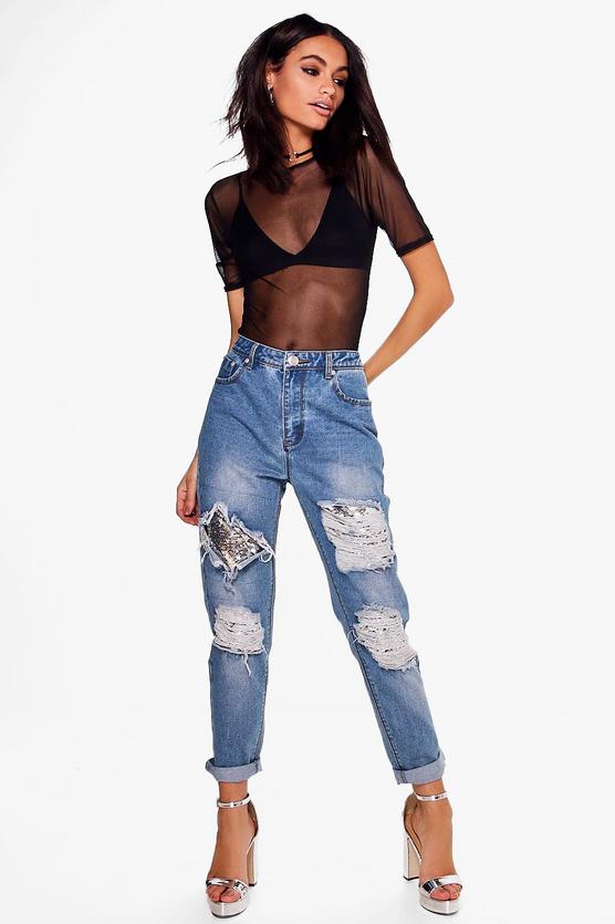 Louise Mermaid Sequin Boyfriend Jeans